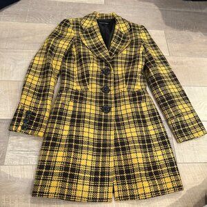 ISABEL & NINA SIZE 2 YELLOW PLAID PEA COAT JACKET